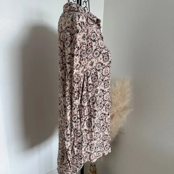 Natural Life Cream Floral Boho Chic Button Down Top Small- Cottagecore - Picture 2 of 10